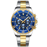 Luxury Gold Watch Men Top Brand BIDEN 3ATM Waterproof Classic Golden Blue Chrono Business Casual Men Wristwatch Gifts for Men