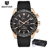 BENYAR New Brand Luxury Silicone Strap Waterproof Sports Quartz Chronograph Watch Classic Casual Men's Clock Relogio Masculino