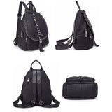 GAGACIA Black Chain Women Leather Anti Theft Backpack School Bags For Girls Travel Backpacks Large Capacity Bagpack Back Pack
