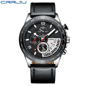 Men Watch CRRJU Calendar Men's Trend Watches Luxury Business Waterproof Gold Quartz Watch Male Stopwatch Clock Relogio Masculino