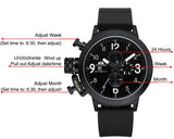 Automatic Self Wind Mechanical Rubber Strap Black Silver Boat Case Orange Blue Yellow Grey Fashion U Left Hand Men Watch