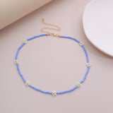 HangZhi 2020 New Korean Sweet Colorful Little Daisy Acrylic Flowers Boho Beaded Clavicle Necklaces for Women Girls Jewelry