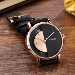 Unique Watch Creative Half Transparent Unisex Watch For Men Women Couple Geek Stylish Leather Wristwatch Fashion Quartz-watch