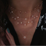 New Fashion Gold Crystal Stars Pendant Necklaces For Women Necklace 2020 Multilevel Female Boho Vintage Jewelry Wedding Gift