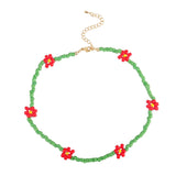 HangZhi 2020 New Korean Sweet Colorful Little Daisy Acrylic Flowers Boho Beaded Clavicle Necklaces for Women Girls Jewelry