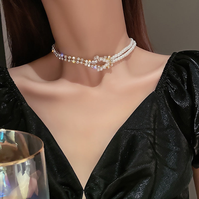 Trend Wedding Party Jewelry Long Black Ribbon Choker Necklace For Women  Elegant White Imitation Pearl Beach Vacation Necklaces - AliExpress