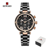 REWARD Fashion New Women Watches Elegant Chronograph Dial calendar Stainless steel Strap Quartz Japanese Movement Waterproof