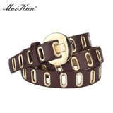 Maikun New Grunge Women Belt Adjustable Hole Grunge Punk  Belts for Women Alloy Pin Buckle Leather Belt for Pants Dresses