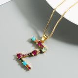 26 English Letter Necklace Women's 2020 New Bohemia Style Colored Necklace Copper Plated Gold  Clavicle Chain for Girls