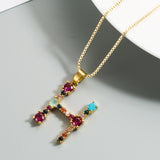 26 English Letter Necklace Women's 2020 New Bohemia Style Colored Necklace Copper Plated Gold  Clavicle Chain for Girls