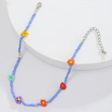 HangZhi 2020 New Korean Sweet Colorful Little Daisy Acrylic Flowers Boho Beaded Clavicle Necklaces for Women Girls Jewelry