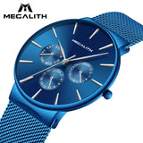 MEGALITH Mens Watches Top Brand Luxury Waterproof Wrist Watch Ultra Thin Date Quartz Watch For Men Sports Clock Erkek Kol Saati