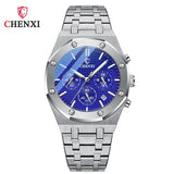 Luxury Dress Watches Men Silver Stainless Steel Calendar Chrono Watch for Male Luminous Pointer Sport Clock Husband Lover's Gift