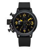 Automatic Self Wind Mechanical Rubber Strap Black Silver Boat Case Orange Blue Yellow Grey Fashion U Left Hand Men Watch