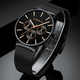 Men Watches CRRJU Top Brand Luxury Waterproof Watch for Male Slim Date WristWatch Mesh Strap Casual Quartz Clock reloj hombre