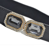 New Korean Style Windbreaker Elastic Waistband Button Decoration Wide Belt Ladies Belt Alloy Buckle Belt Dress Women Accessory