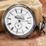 Unique Silver London Pocket Fob Watches Hand Wind Skeleton Man Women Steampunk Mechanical Pocket Watch With Pendant Chain Clock