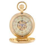 Automatic Mechanical Pocket Watch Roman Numerals Copper Case Cover Golden Classic Digital Dial Noble Pendant Gifts For Female