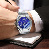 Luxury Dress Watches Men Silver Stainless Steel Calendar Chrono Watch for Male Luminous Pointer Sport Clock Husband Lover's Gift