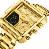 BOAMIGO 2021 New Top Brand Luxury Fashion Men Watches Gold Stainless Steel Sport Square Digital Analog Big Quartz Watch for Man