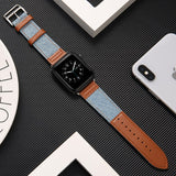 cowboy Fabric&real leather strap for apple watch band 42mm 38mm 44mm 40mm apple watch 5/4/3/2/1 iwatch bracelet Accessories