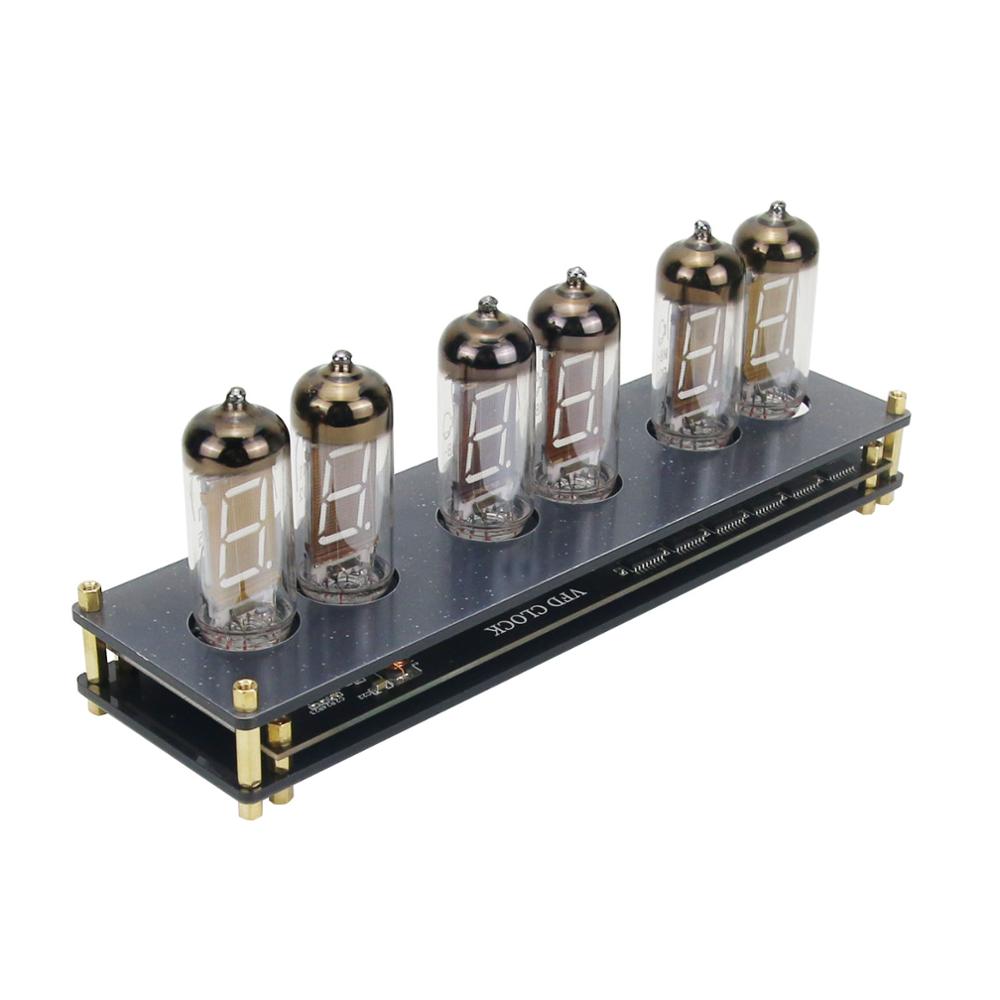 IV11 VFD Fluorescent Nixie Tube Clock – 6-Color Light, Time/Date/Temp – DC 5V