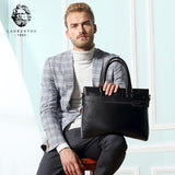 LAORENTOU Men's Genuine Leather Briefcase Business Laptop Handbags Male Crossbody Shoulder Bag Cow Leather Notebook Briefcases