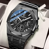 Luxury Dress Watches Men Silver Stainless Steel Calendar Chrono Watch for Male Luminous Pointer Sport Clock Husband Lover's Gift