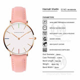 Hannah Martin Luxury Brand Quartz Women White Watches Life Waterproof Wristwatch Clock Gift for Women Female Watch Reloj Mujer
