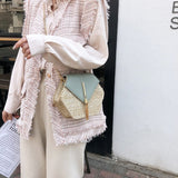 2020 Hexagon Mulit Style Straw+leather Handbag Women Summer Rattan Bag Handmade Woven Beach Circle Bohemia Shoulder Bag