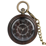 Retro Wooden Case Pocket Watch for Men Arabic Numerals Dial Accessory Classic Rough Chain Pendant Clock Reloj de madera