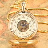 Automatic Mechanical Pocket Watch Roman Numerals Copper Case Cover Golden Classic Digital Dial Noble Pendant Gifts For Female