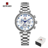 REWARD Fashion New Women Watches Elegant Chronograph Dial calendar Stainless steel Strap Quartz Japanese Movement Waterproof