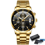 Fashion Watches CRRJU Men Chronograph Luxury Waterproof Watch Black Business Stainless Steel Clock For Men relogio masculino