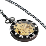 Antique Pocket Watch Alloy Open Face Case Unisex Handwinding Mechanical Watches Manually Skeleton Clock Pendant Chain Present