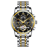 GUANQIN Fashion Sports Automatic Winding Mechanical Watch Men's Watch Stainless Steel Tourbillon Skeleton Waterproof Day Display