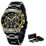 Wholesale Price MEGALLITH Mens Watches Black Big Face Stainless Chronograph Sport Man Watch 30M Waterproof Quartz Watch Man 8046