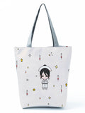 Cartoon Ladies Nurse Printed Handbag Foldable High Capacity Women Shoulder Bag Eco Reusable Shopping Bag Chic Travel Beach Bag