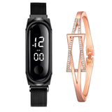 Fashion Women's Watch Rose Gold Stainless Steel Dress LED Quartz Bracelet Watch Women Female Clock Relogio Feminino Drop Ship