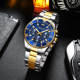 MEGALITH Luxury Mens Watches Sports Chronograph Waterproof Analog Date Quartz Watch Men Top Brand Full Steel Wrist Watches Clock