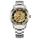 WINNER Mechanical Crystal Luxury Classic Business Luminous Hands Shock Resistant Stainless Steel Men Wrist Watches 454G