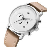 CHRONO SILVER WHITE LEATHER WATCH 417461342