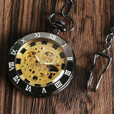 Vintage Watch Necklace Steampunk Skeleton Mechanical Fob Pocket Watch Clock Pendant Hand-winding Men Women Chain Gift