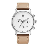 CHRONO SILVER WHITE LEATHER WATCH 417461342