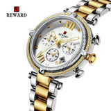 REWARD Fashion New Women Watches Elegant Chronograph Dial calendar Stainless steel Strap Quartz Japanese Movement Waterproof