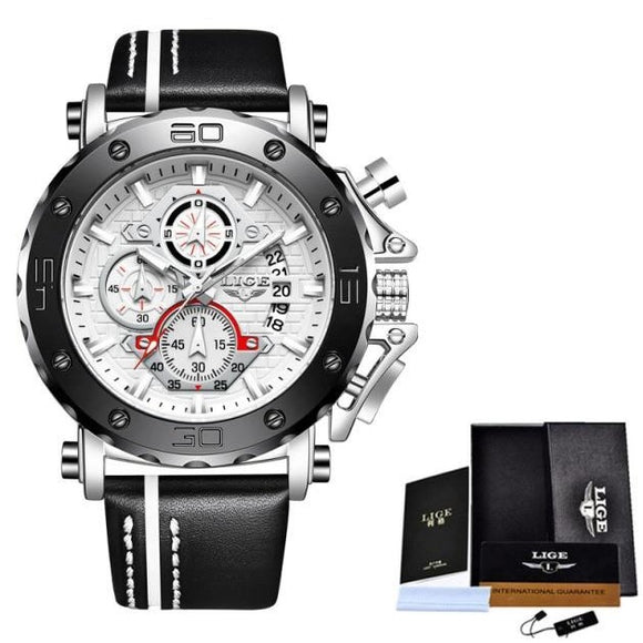 2021 Top Brand LIGE Men Watches Fashion Sport Leather Watch Mens Luxury Date Waterproof Quartz Chronograph Relogio Masculino+Box