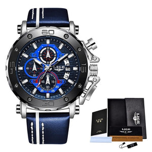 2021 Top Brand LIGE Men Watches Fashion Sport Leather Watch Mens Luxury Date Waterproof Quartz Chronograph Relogio Masculino+Box