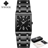 Relogio Masculino WWOOR Gold Watch Men Square Mens Watches Top Brand Luxury Golden Quartz Stainless Steel Waterproof Wrist Watch