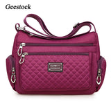 Geestock Women's Crossbody Bag Waterproof Nylon Plaid Shoulder Messenger Bags Large Capacity Lady Shoulder Bag