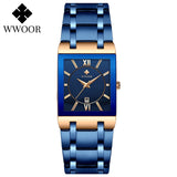 Relogio Masculino WWOOR Gold Watch Men Square Mens Watches Top Brand Luxury Golden Quartz Stainless Steel Waterproof Wrist Watch